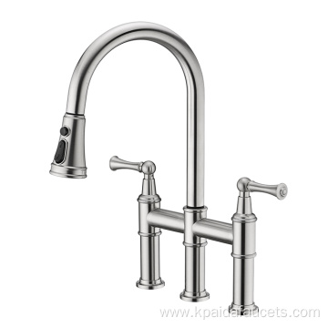 Highly Recommend Good Sales Double Bridge Kitchen Faucet